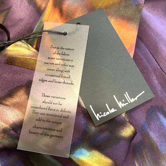 Nicole Miller Maxi Dress M Purple Floral Boho Pockets Shelf Bra NWT Fall Style - Picture 10 of 12